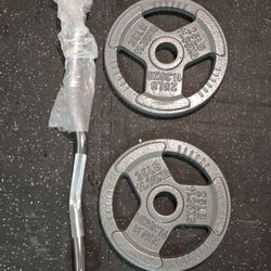 Curl Bar And Weights 