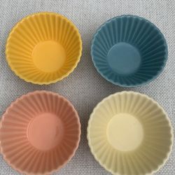 New Now Designs Fluted Multicolor Ceramic Prep Bowls Set of 4 Dishwasher Safe