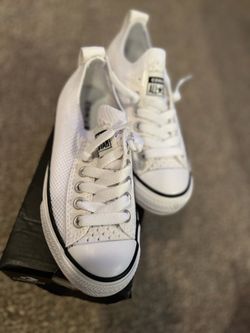 Kids White Knit Converse Slip Ons
