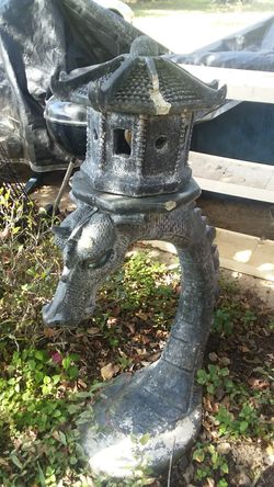 Lighted Dragon cement yard ornament