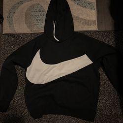 Nike Black Hoodie With White Swoosh 