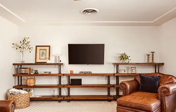 Wood And Metal Pipe Shelves Farmhouse