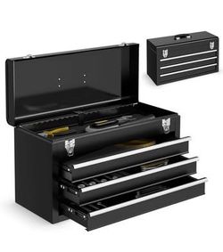 New Tool Box with 3 Drawers, 4-Tier 20.5" Portable Tool Chest Organizer with Top Tool Tray