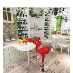 2 Red Modern Bar Stool 