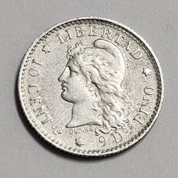 1882 Argentina Silver 10 Centavos Coin