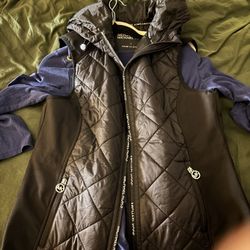Micheal Kors Shirt And MK  Bomber Vest With Hoodie Women’s Size Small Shirt And Large Vest Hoodie Jacket 