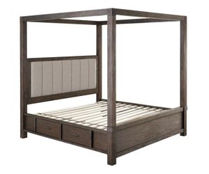 California King Canopy Bed with 4 Storage Drawers