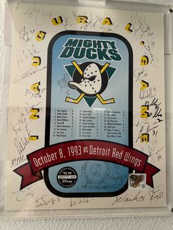 Mighty Ducks 1993 Inaugural Game Signed Poster