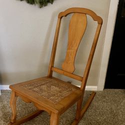 Antique Wood And Caning Children’s rocking Chair