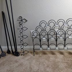 Black Wrought Iron Scroll Curtain Rods Key Rack 5 Ea Candelabra Succulents Plant Stand 