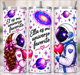 Couples Astronaut Space Skinny Tumbler Set