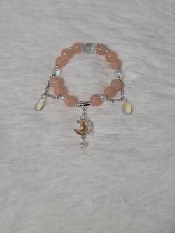 Glass Beaded Stretch Bracelet With Charms, NWOT 