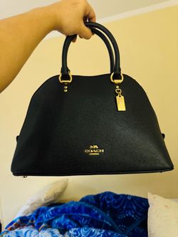 Coach Katy Black Leather Dome Satchel Handbag