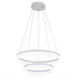 ROYAL PEARL 24" LED Chandelier Contemporary Adjustable 2-Ring Foyer Chandelier Modern Pendant Light (6000K Cool White)