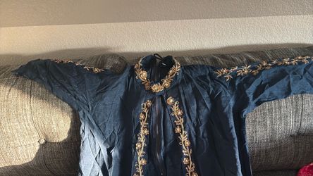Heavy work blue kurti cover only M