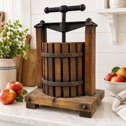 Vintage Wear Ever Fruit Cider Press S.C.&W Chicago Wood Cast Iron Farm Decor