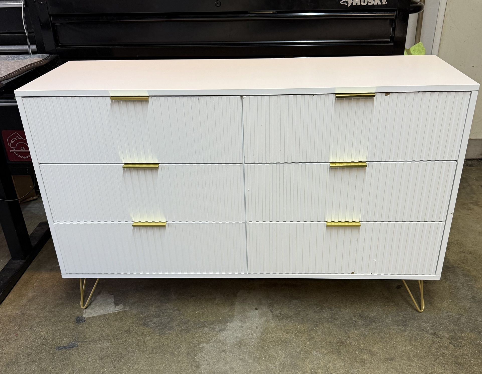 White Dresser, Modern 6-Drawer Dresser