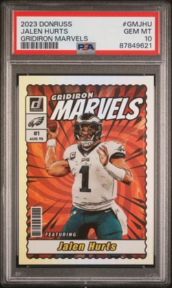 2023 Panini Donruss Football Eagles Jalen Hurts Gridiron Marvels CASE HIT PSA 10