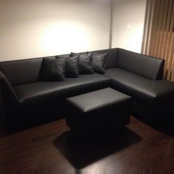 Black Leather Sofa Sectional Brand-new Available For Pickup Or Delivery 