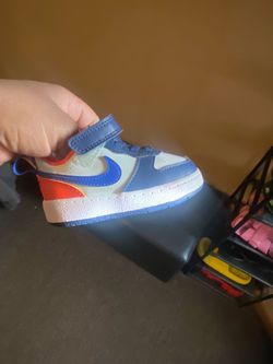 Nike Toddler Sneaker Blue Orange Velcro 4c