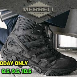 New Men's Merrell Tactical Waterproof Side-Zip Boot, Black 