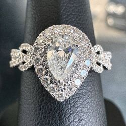 Kay Jewelers Neil Lane Bridal Engagement Ring 0.9 CTW Pear-Shaped Diamonds 14K White Gold sz6