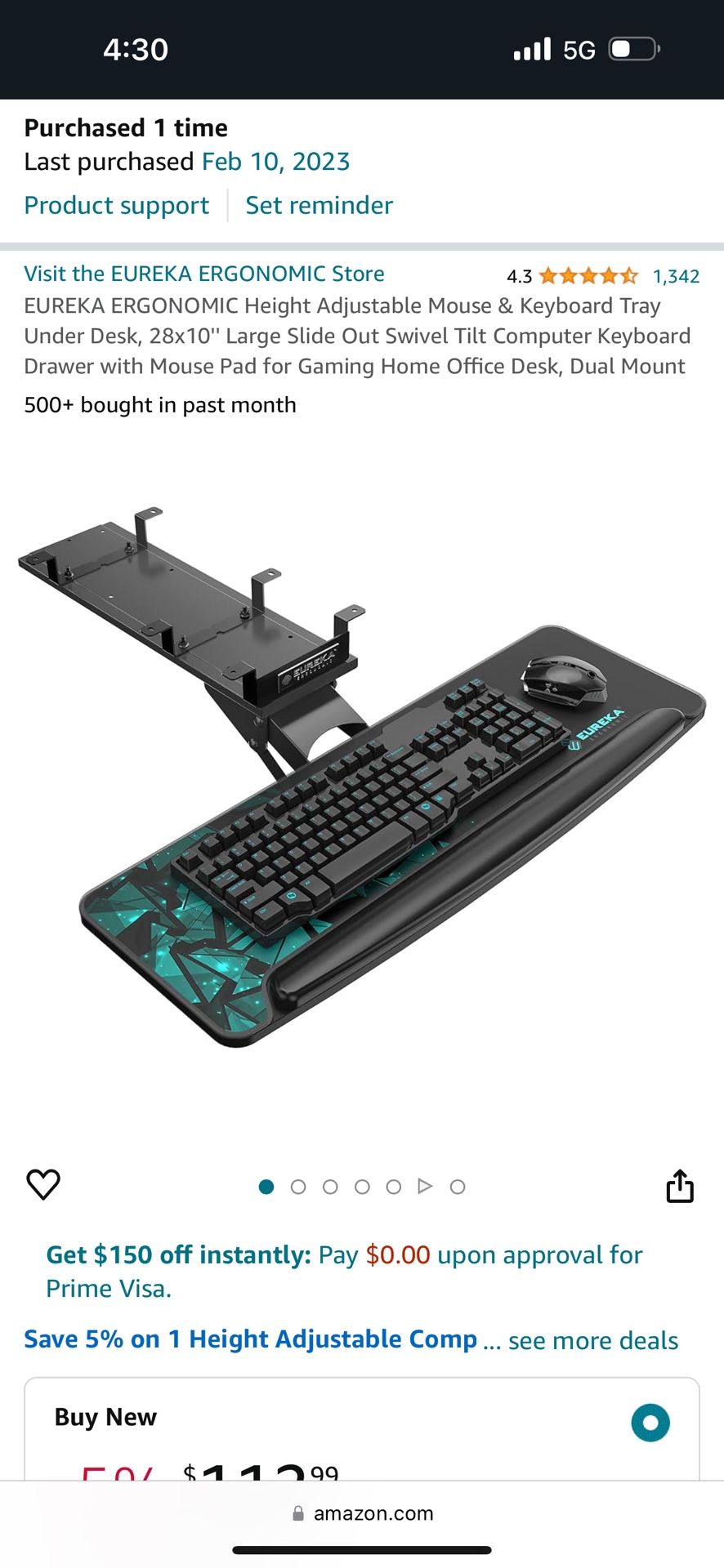 NEW EUREKA ERGONOMIC Height Adjustable Mouse & Keyboard Tray $85 Or BO.