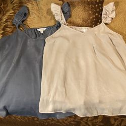 Grey / Light Beige Nice Tops (2). Size M)