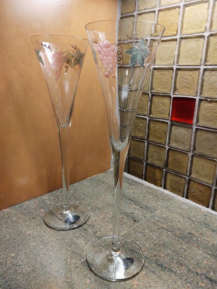 Handmade Romania Crystal Toasting Stem Glasses