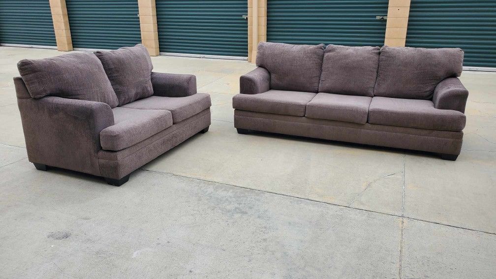 Grey Two Piece Couches Set Delivery Available 