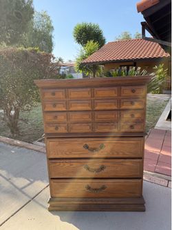 Beautiful Rustic Style  Vintage Wood Highboy Dresser (Read Description)