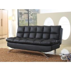 Brand New Black Faux Leather Sofa Futon (79"×44")