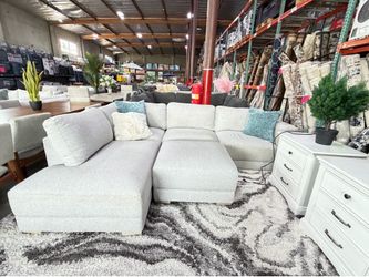 Grey Fabric Sectional couch with ottoman
