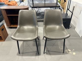 Set of 2 Leather Dining Chairs