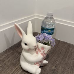 Easter Bunny holding a bouquet of flowers Tabletop Decor