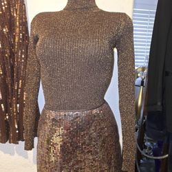 Seaquined Mini & Copper Bling Turtleneck  ribbed 