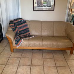 7 Foot Authentic Leather Couch/ High End In Excellent Condition