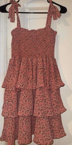 Pink Floral Tiered Smocked Mini Dress