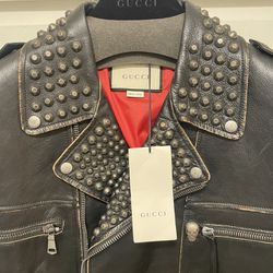 Mens Leather Biker Jacket 48 Medium