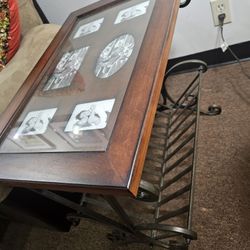 Two Wood/Metal And Glass Side Tables. 