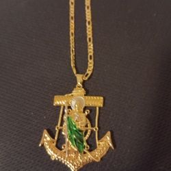  St. Jude Necklace  Elegant 24" Golden-Tone St. Jude Anchor Necklace ,Bohemian Style, Large Pendant, Perfect 