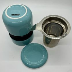 FORLIFE Curve Asian Style Tea Cup with Infuser and Lid, 12-Ounce, Turquoise Never Used No Box.