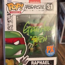 TEENAGE MUTANT NINJA TURTLES Raphael Autograph Funko W/ Box Art 