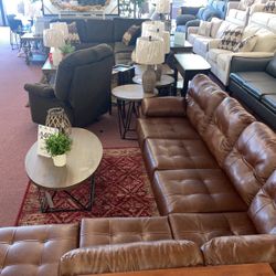 🇺🇸HUGE Furniture Blowout Sale!🇺🇸 Brand New Faux Leather Sectional! $50 Down Takes It Home Today!