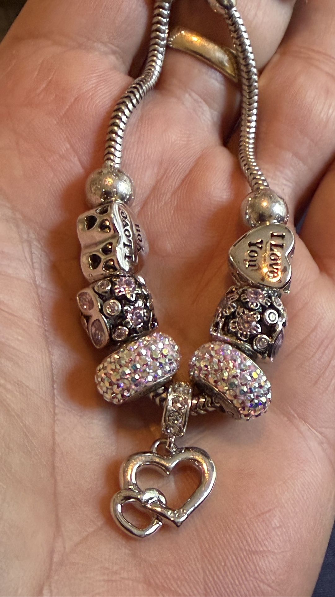 Sterling Silver Bracelet With Blinking And Shine Beads 