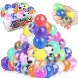 54Pack Stress Balls, Squishy Squeeze Balls Bulk Fidget for Adults Squishy Balls Stress Relief Balls, Stress Balls for Adults, Party Favors, Goodie Bag