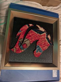 Framed Persian Rug Fragment Horse Art