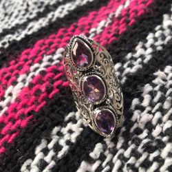 Sterling Silver 925  & Amethyst Ring Size 7