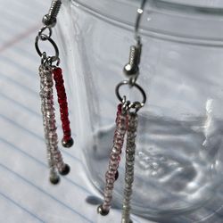 Handmade Valentines Day Pink And Red Earrings