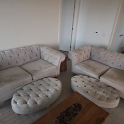 Grey Chesterfield Fabric Sofa